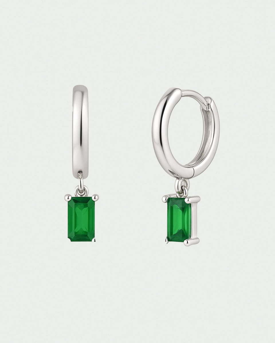 Brinco Elaine Prata Verde - BRINCOS - DAANA