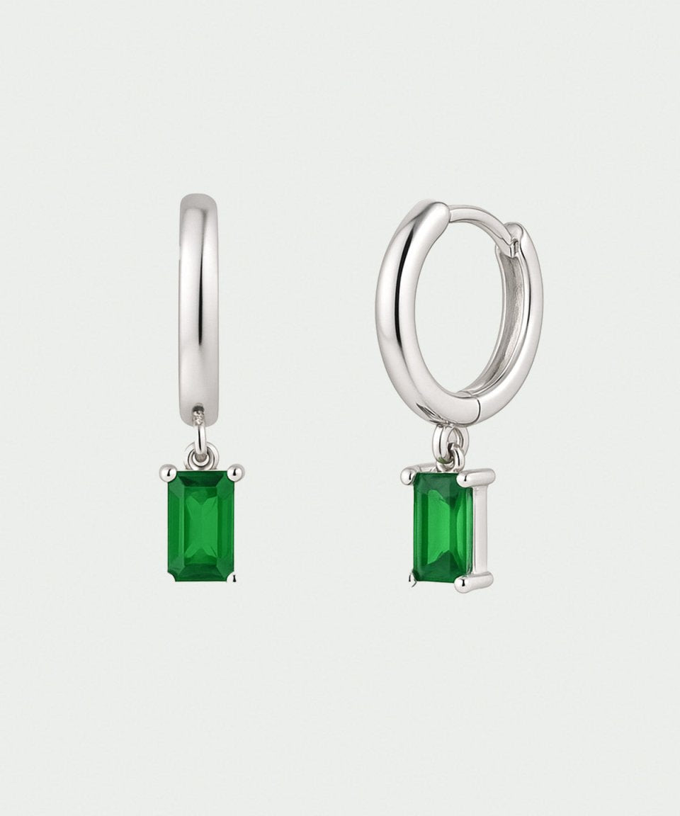 Brinco Elaine Prata Verde - BRINCOS - DAANA